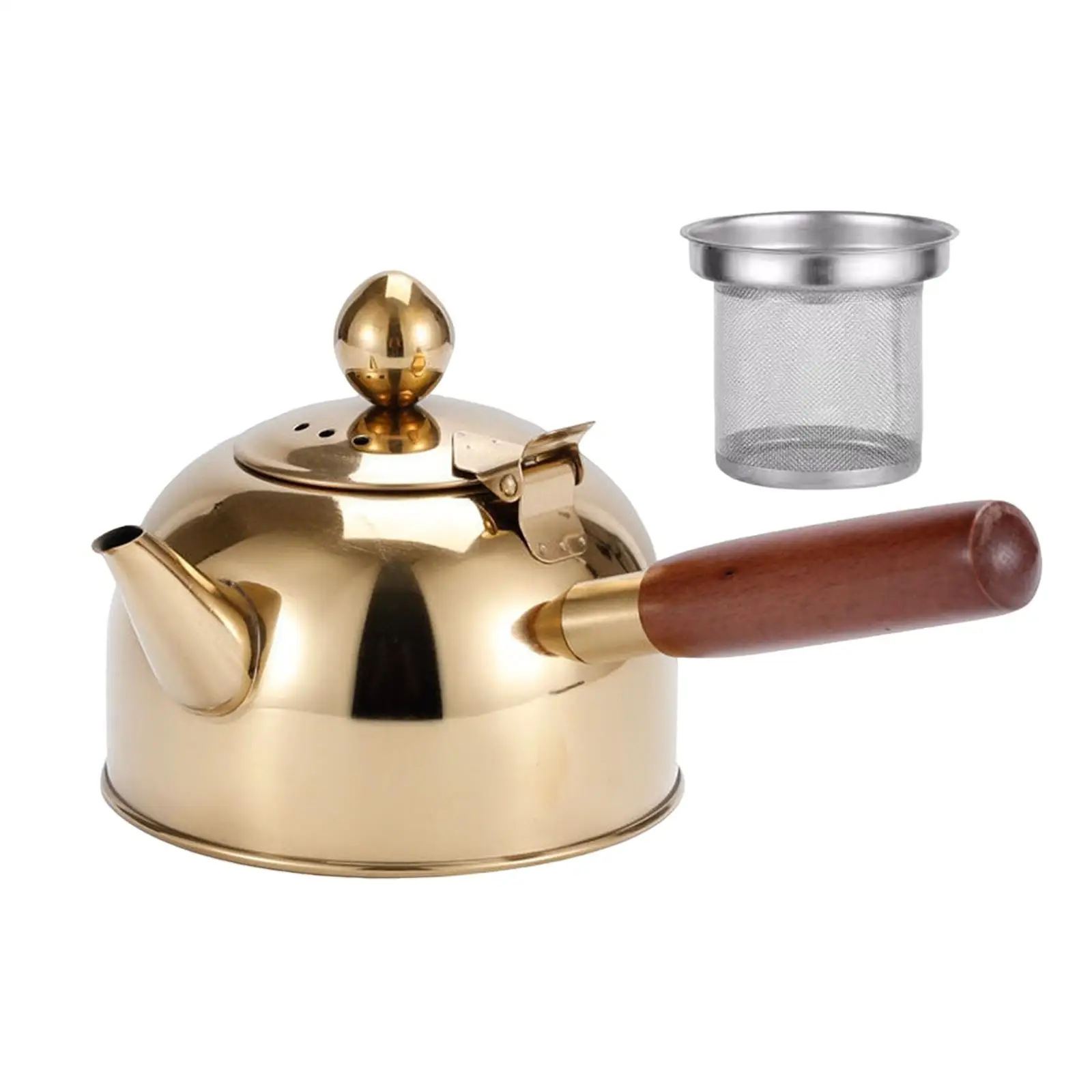 Portable Tea Kettle with Wood Handle Teapots Pot Jug Large Capacity Flat Bottom for Picnic Household Restaurant Kitchen Stovetop Portable Tea Kettle with Wood Handle Teapots Pot Jug Large Capacity Flat Bottom for Picnic Household Restaurant Kitchen Stovetop