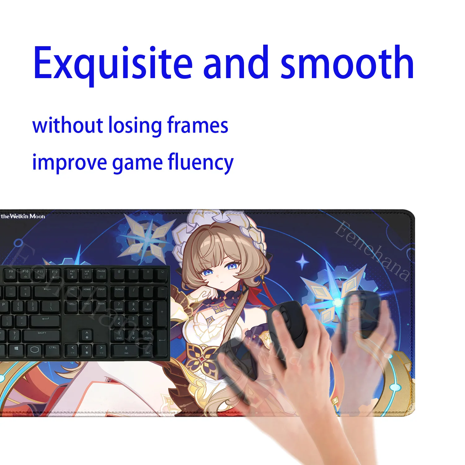 Genshin Impact Anime Kawaii Girl Gaming Mouse Pad - HD Print Desk Mat, Rubber Office Carpet with Overlock Edges