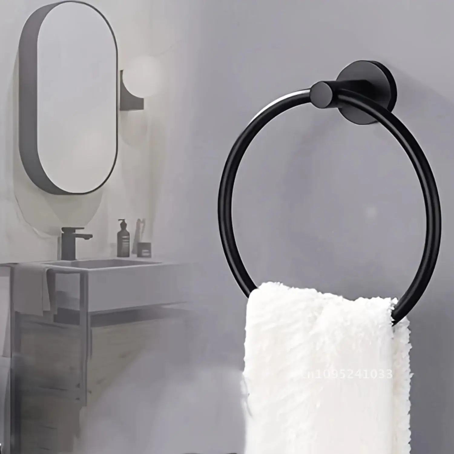 Matte Black Stainless Steel Towel Ring Towel Stylish Wall Rack Elevate-Circular for Modern Your Bathrooms. Mount Decor!