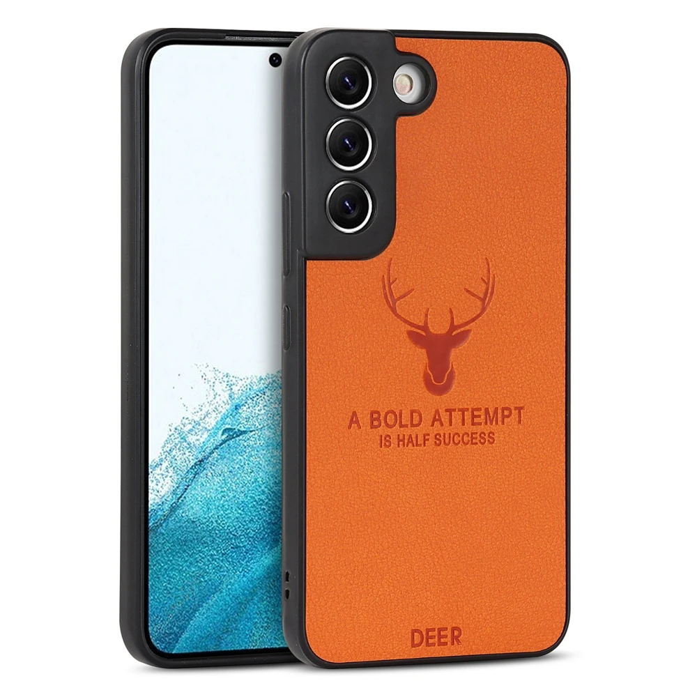 Square Leather Cover For Samsung Galaxy S22 Ultra S21 Plus S20 FE A32 A52 A72 A21S A53 A73 A20 Cover Luxury Shockproof Deer Case samsung silicone cover