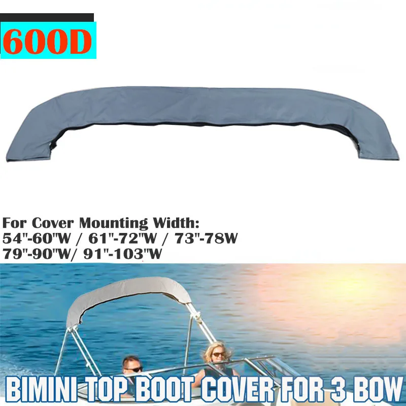 600D 3 Bow Bimini Top Boot Cover No Frame Waterproof Yacht Boat Cover