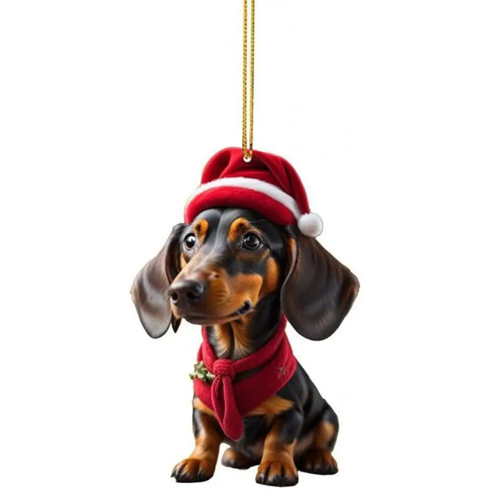 Acrylic Pet-Themed Christmas Tree Hanging Ornament - Festive 2D Design