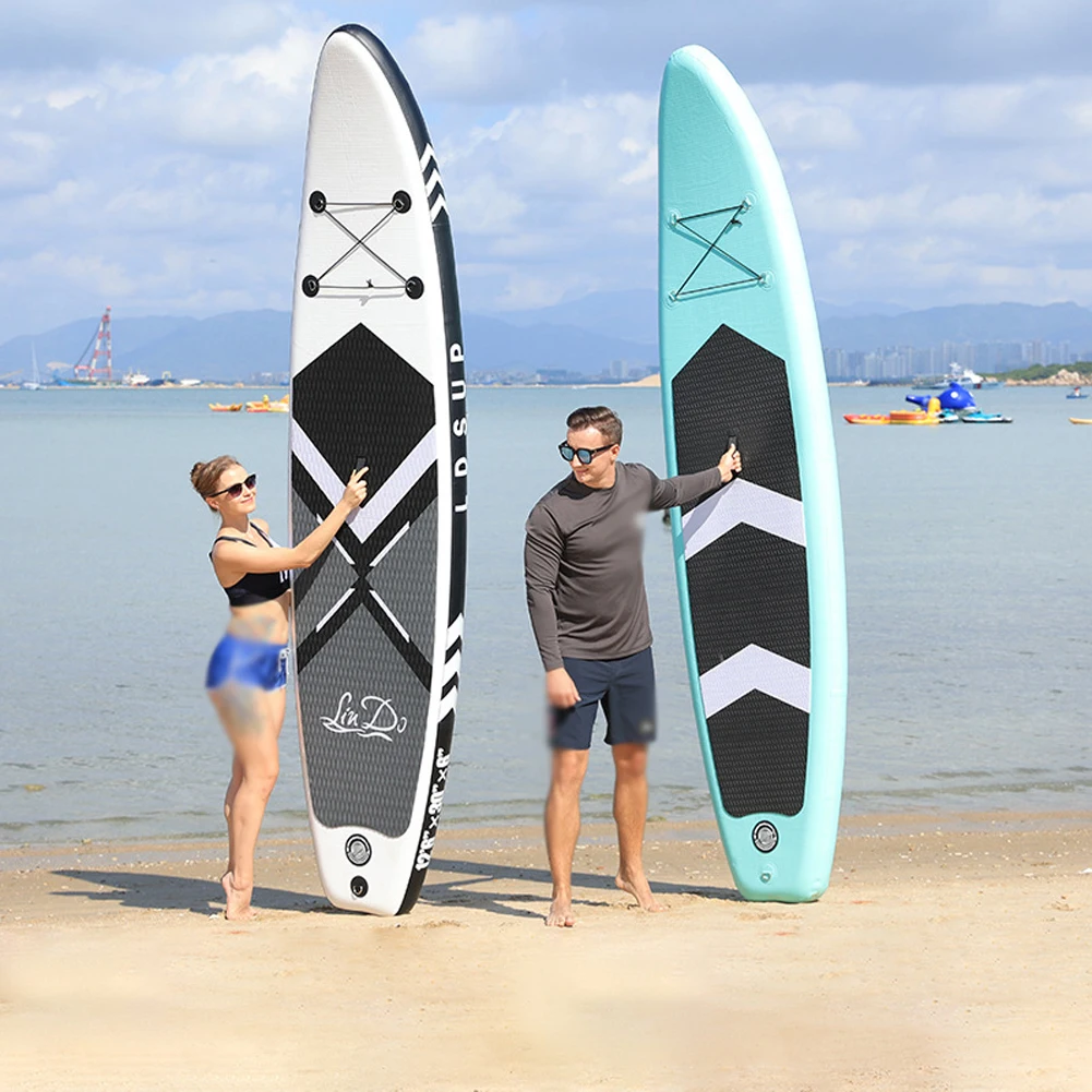 LinDo Aufblasbare Stand Up Paddle Board SUP Board Surfbrett Wasser Sport Surf Set mit Paddle Board Schwanz Fin Fuß Seil inflator 3
