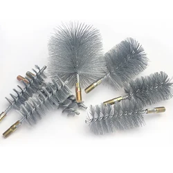 5pc 150mm M12 Screw Industrial Machine Pipe Stainless Steel Wire Tube Brush Round Cleaning Washing Chimney Rust Removal Tool
