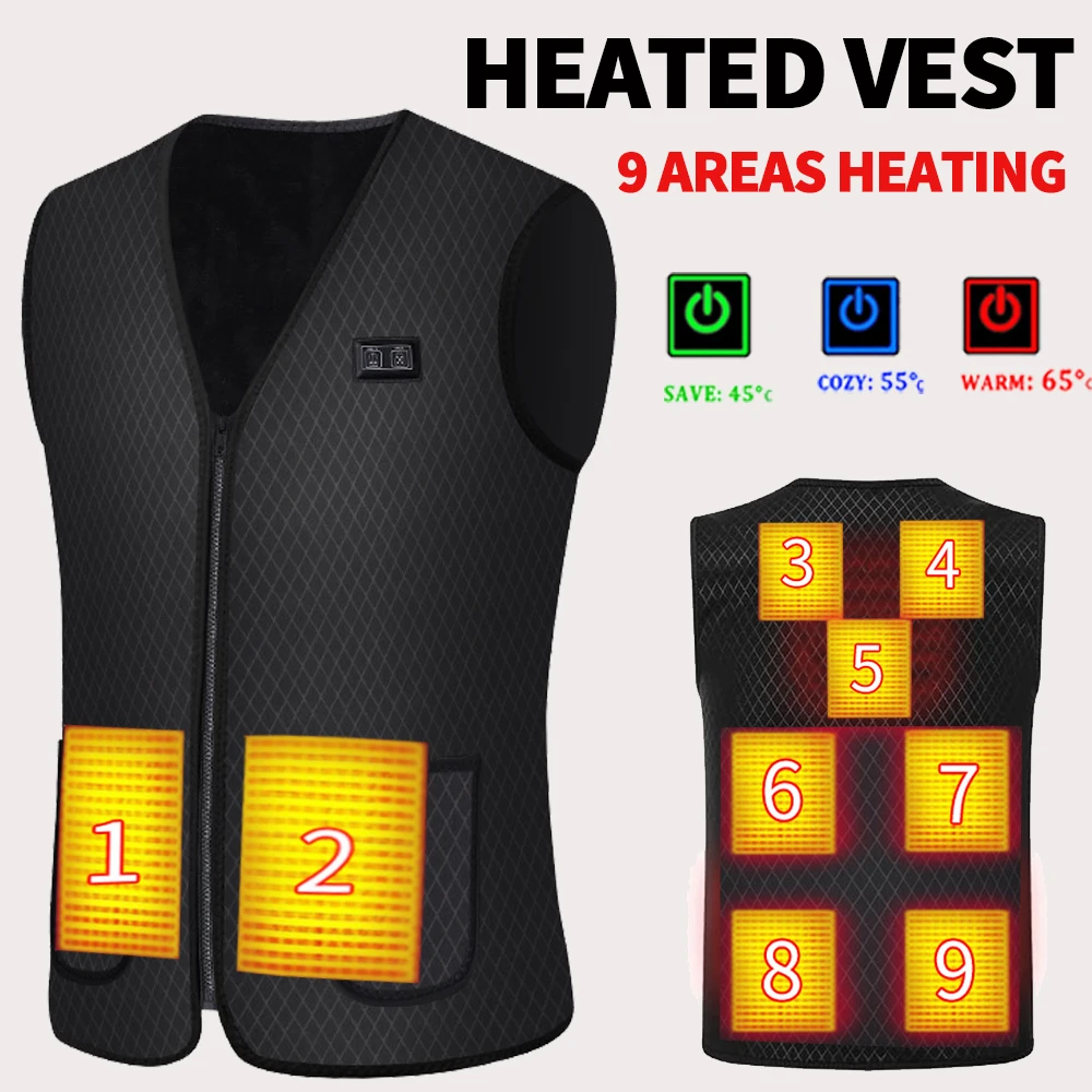 Heated jacket Heated vest men's Heating clothing heated jacket women USB Heating Keeping Warm FullBody Clothes 5/9 Areas