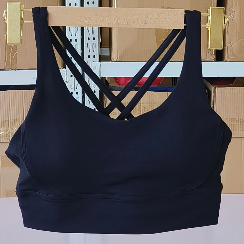 Solid color women's U-shaped cross back sports bra, fitness exercise yoga sports bra, tight fitting training, jogging soft belt