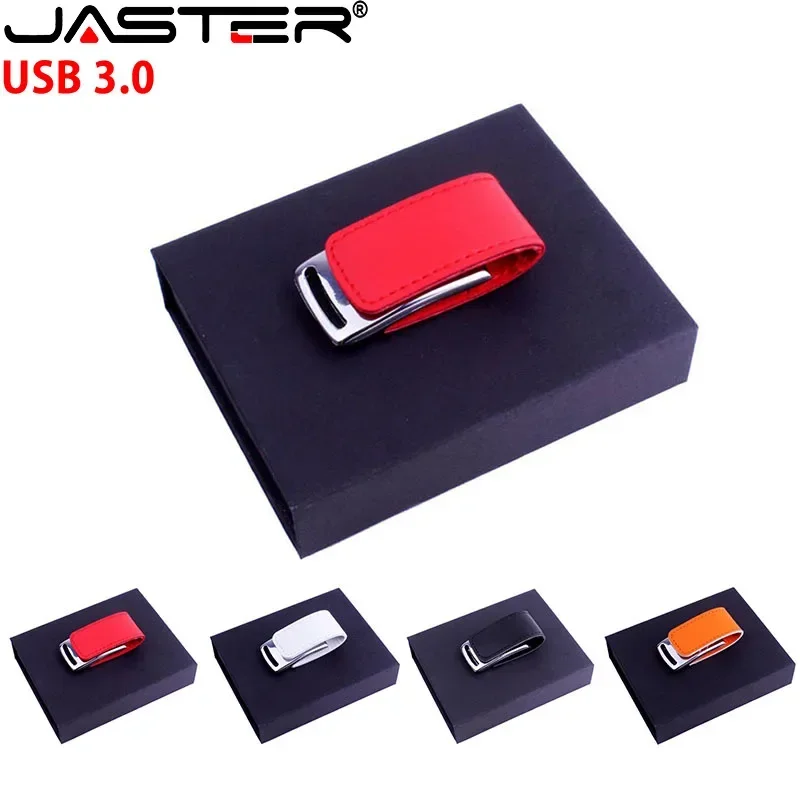

JASTER Free Color Printing Logo Leather USB 3.0 Flash Drive 128GB High Speed Pen Drive 64GB Memory Stick 32GB 16GB Creative Gift