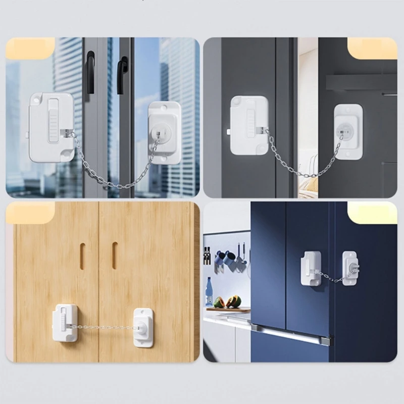 Refrigerator Lock Fridge Safety Lock, Heavy Duty Punching Kid Proofing Lock