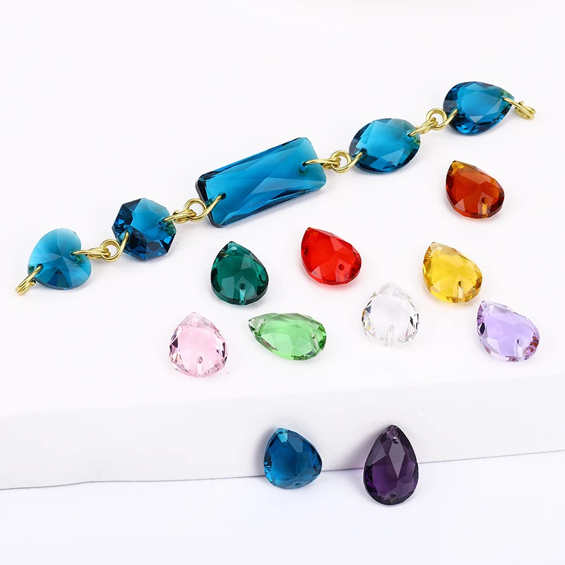 13*18Mm Waterdrop Connector Charms Two Hole Jewelry Crystal Suncatcher Beads Supplies Chandelier Curtain Diy Free Shipping