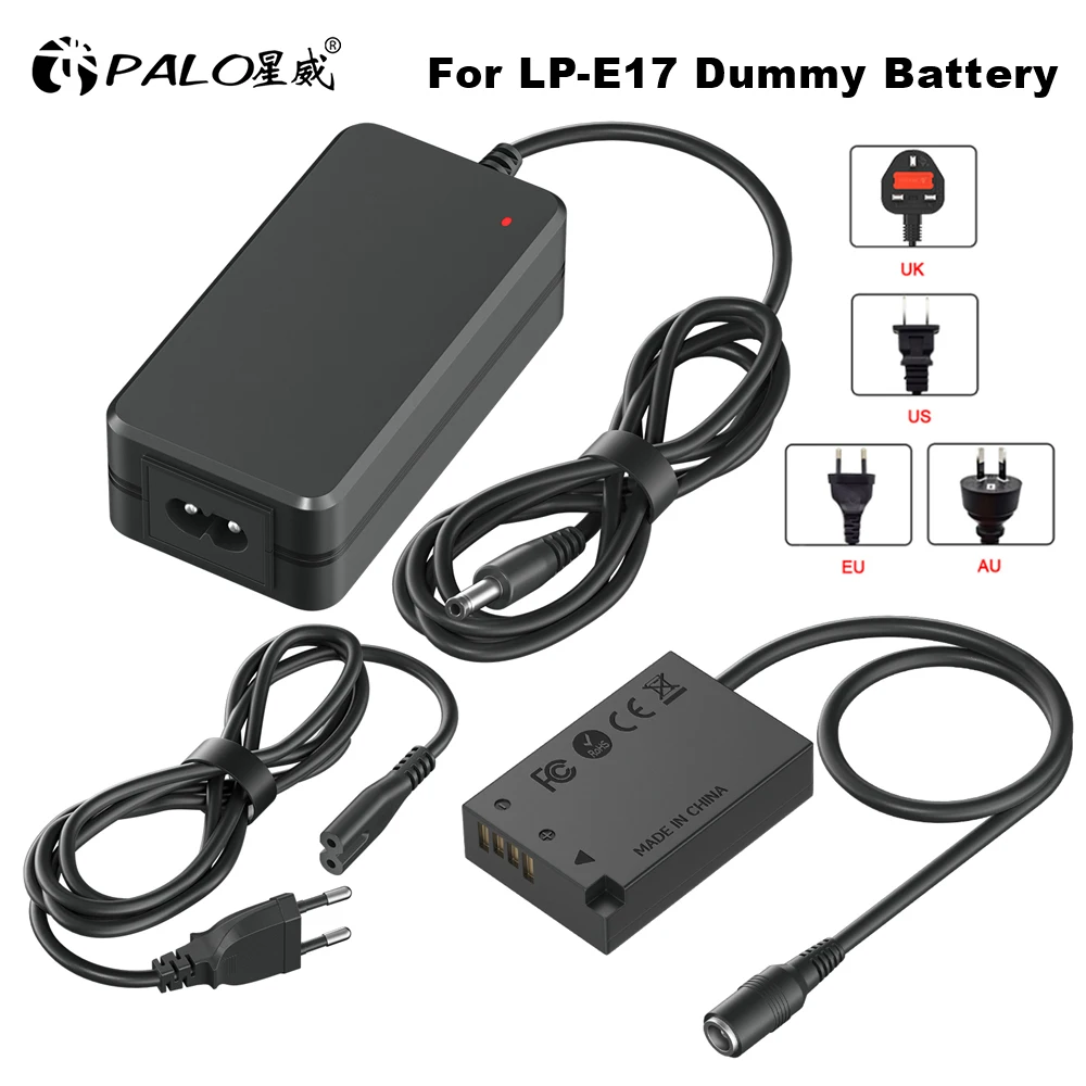 

PALO LP E17 LPE17 ACK-E18 DR-E18 Dummy Battery AC Power Supply Adapter for Canon EOS 77D 200D 250D 750D 760D 800D 850D 8000D RP