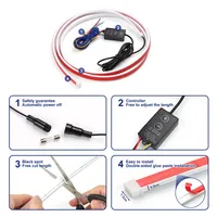 LED Car Daytime Running Light Strip - Red & Yellow Dual Color Plug And Play Start Scan Turn Signal 12V Universal Car Hood Light 5