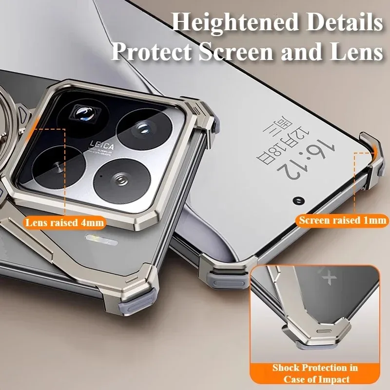 Eary for Xiaomi 15/15Pro Phone Case Magsafe With 360°Rotate Magnetic Stand Aluminum Alloy Frameless Shockproof Protective Cover