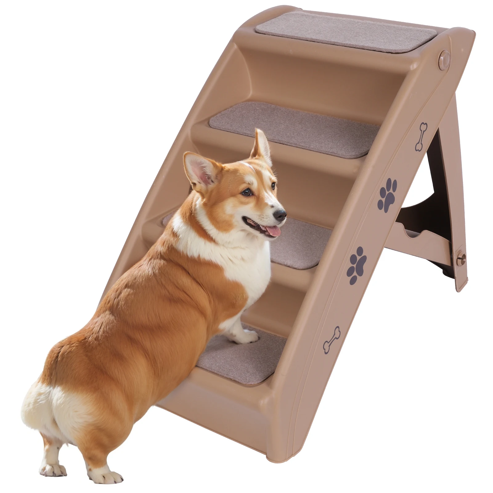 4-Step Pet Dog Stairs Folding Cat and Dog Steps Non-Slip Indoor Pet Steps Dog Stairs Ramp Sofa Ladder for Small Pet Dogs Cats