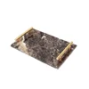 Modern Natural Marble Square Stone Metal Handle Tray Decoration Hotel Bathroom Cosmetics Jewelry Storage Tray 5