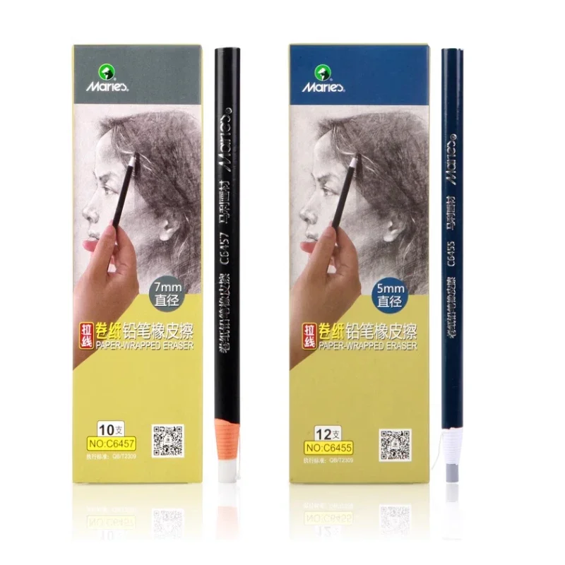 Paper-wrapped Roll Paper Rubber Pen Eraser Pencils High-Gloss Rubbers Set Painting Drawing Art Supplies Sketch Stationery 6