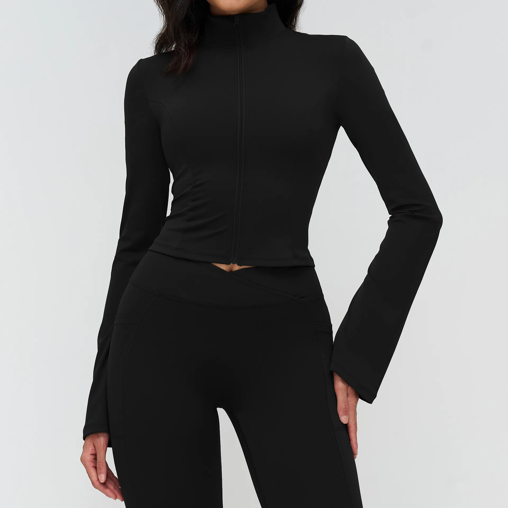 Veste de Yoga Femme Zippée Manches Longues