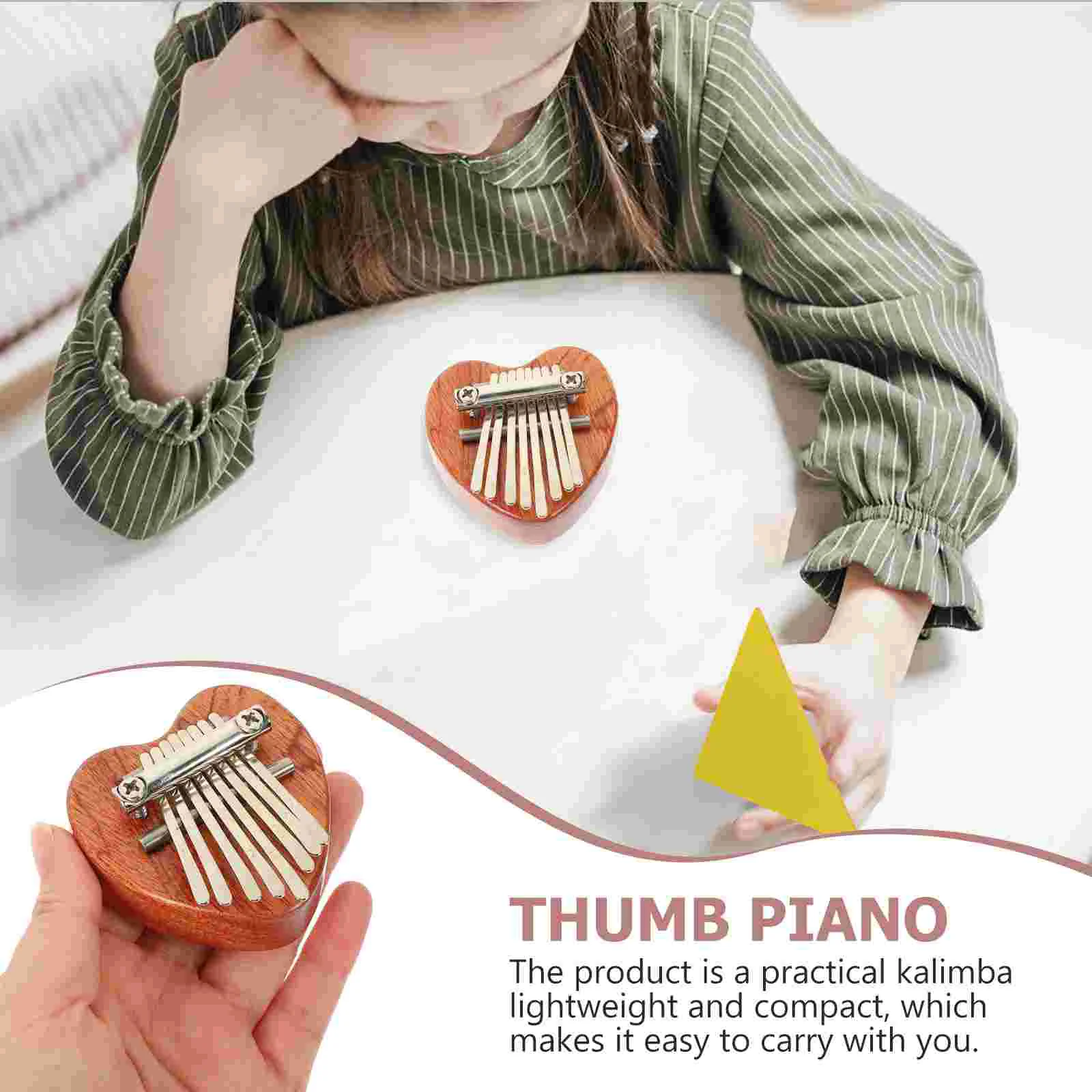 3 Pcs 8 Tone Thumb Piano Mini Finger Kids Music Plaything Kalimba Beginner Musical Instruments Miniature Wooden Child
