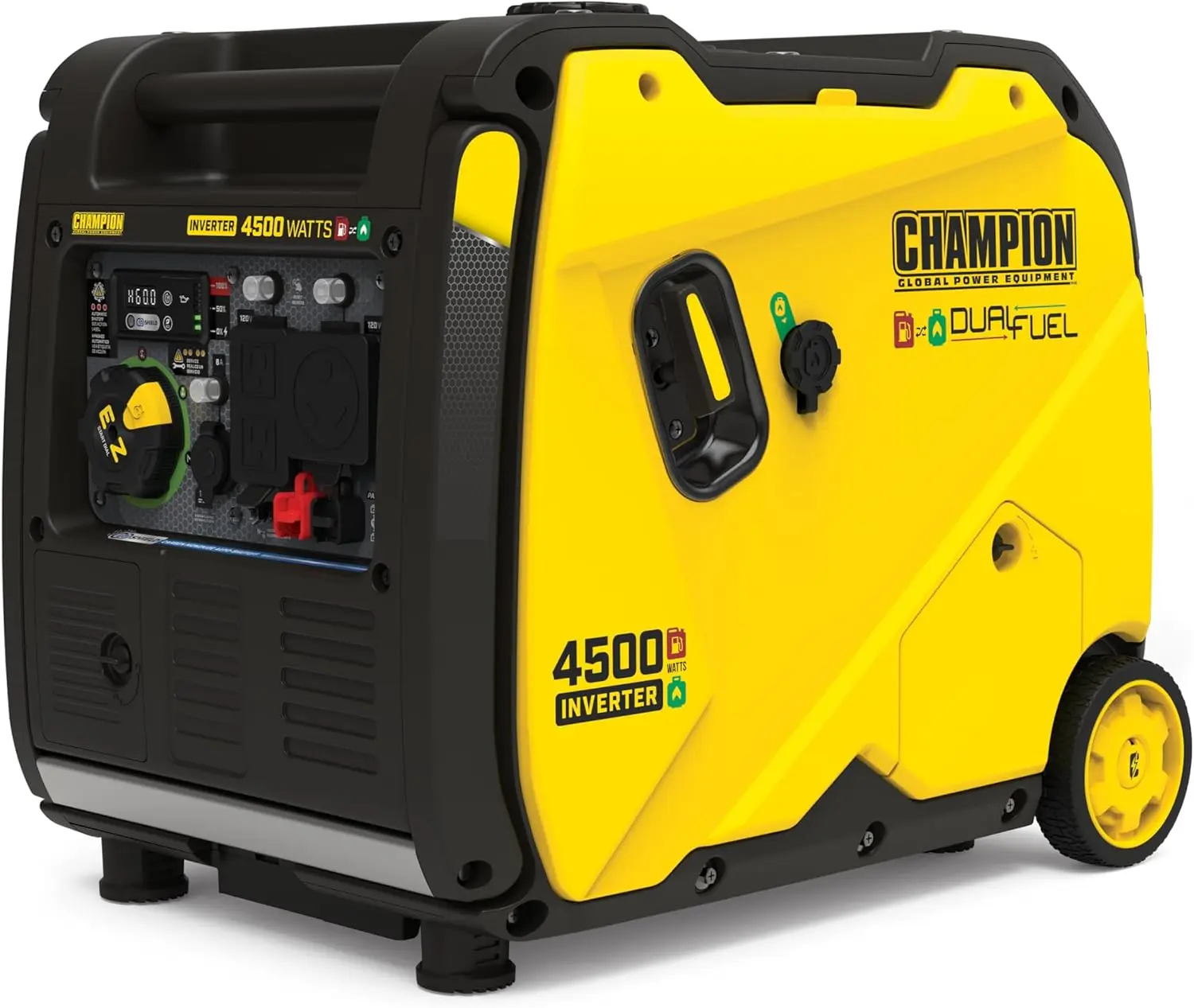 Portable Gas Generator 4500 Watt Electric Start Dual Fuel RV Ready Portable Inverter Generator Quiet Technology CO Shield Parallel Ready