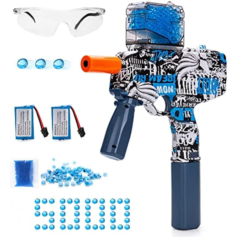 2023 Newest MP9 Toy Submachine Gun with 10000 Bullets and Goggles Suitable for 14  Boys and Girls and Adults Outdoor Game Toys 2023 newest desert eagle toy pistol rechargeable electric gel ball shooting suitable for kids shooting team game cool sound