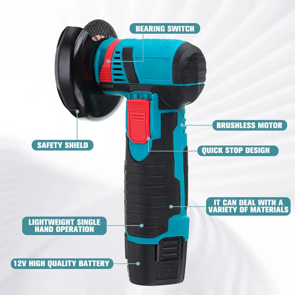 Mini Handheld Electric Grinder Cordless Lithium Battery Angle Grinder Polisher Cutter Rechargeable Power Tool for Home