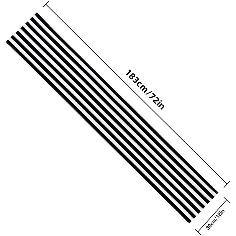 Description Picture 2 of itemClassic Black and White Striped Table Runner Elegant Polyester Wood GrainTable Decor for Indoor Outdoor Halloween Banquet Party