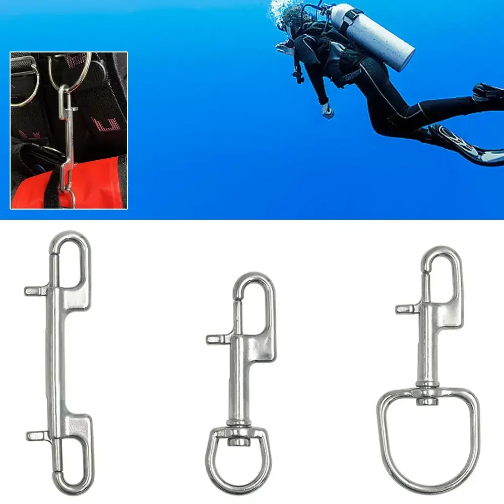 1PC 316 Stainless Steel Swivel Eye Bolt Spring Snap Hook Double Head Hook Marine Diving D Ring Snap Hooks With Swivel 4