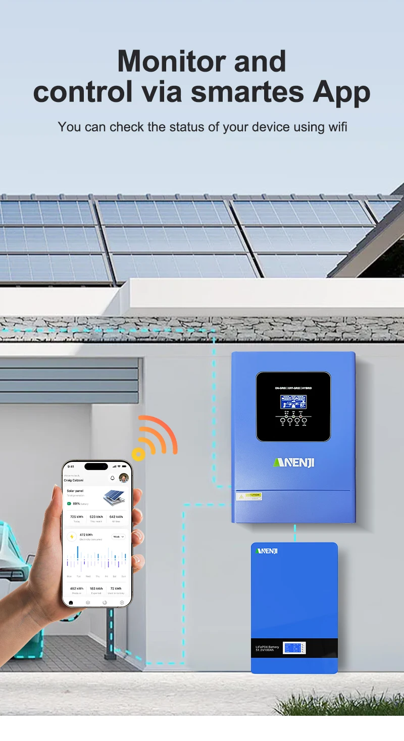 6.2KW parallel solar inverter pure sine off grid+grid connected solar inverter C
