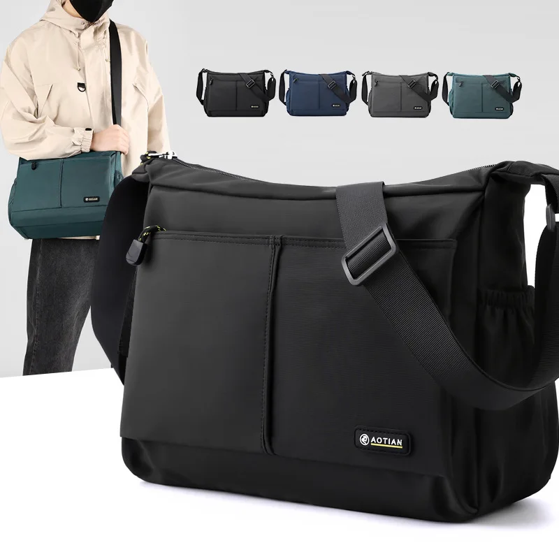 New Horizontal Version Men's Shoulder Bag Outdoor Travel Crossbody Bag Simple and Fashionable Oxford Cloth Messenger Bags