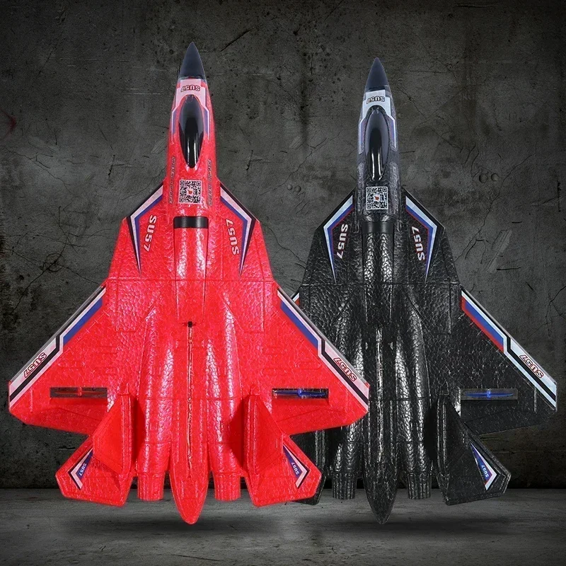 RC Plane SU57 2.4G With LED Lights Aircraft Remote Control Flying Model Glider EPP Foam Toys Airplane For Children Gifts 6