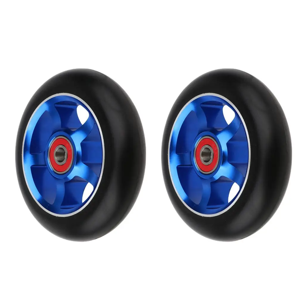 Pair of 100mm Scooter Wheels with ABEC-9 Bearings-Set of 2