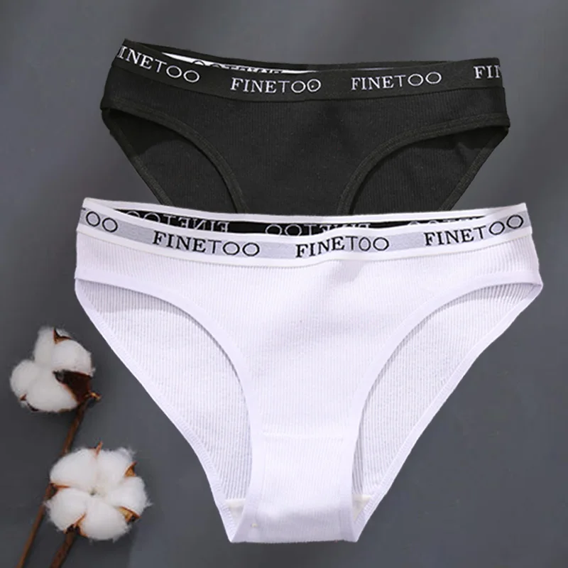 thumbnail image 1 of Bragas de algodón de M-XXL para mujer, ropa interior Sexy de tiro bajo con cinturón con letras, lencería íntima de talla grande, 2 unids/set, 1 of 5