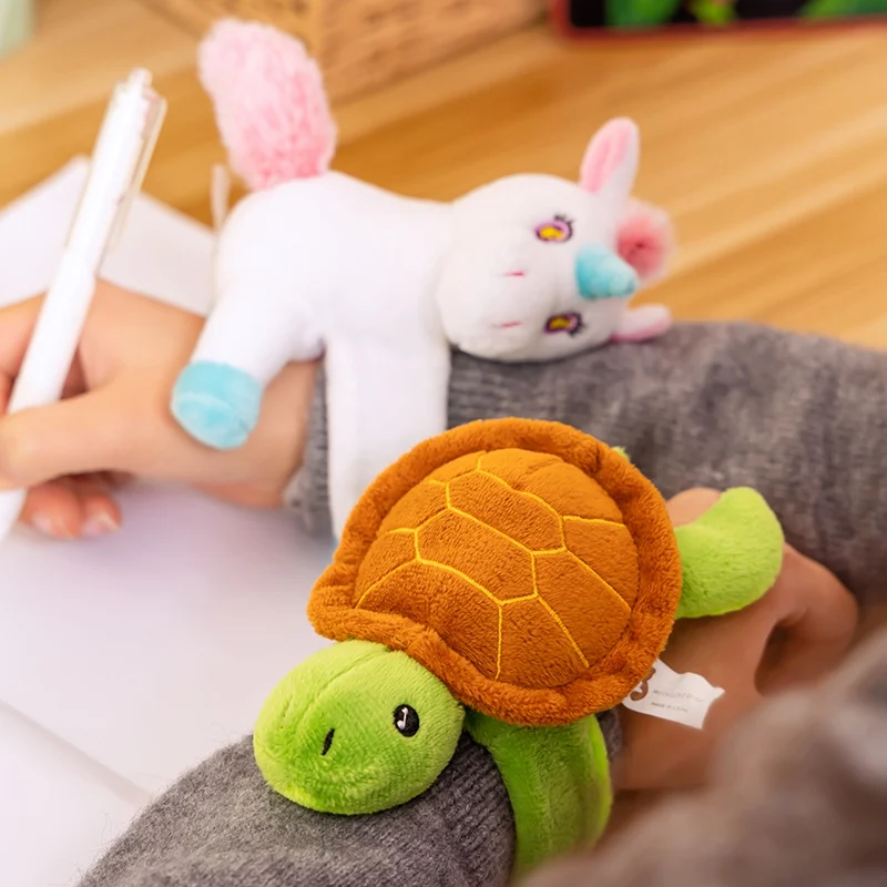 14*12CM Plush Wristband Bracelet  Cute Elephant Unicorn Giraffe Sloth Tortoise Designs - Snap Wrap Stuffed Animal Doll Wristband