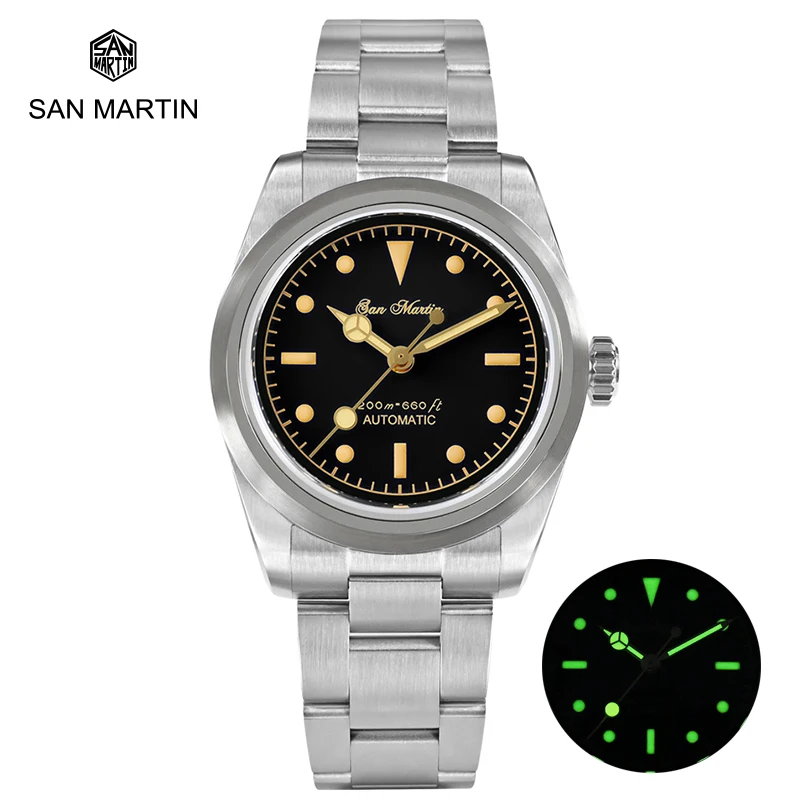 

San Martin Brand Luxury Men Watch Vintage Stainless Steel Sports Watches Sapphire NH35 Automatic Mechanical Waterproof Luminous