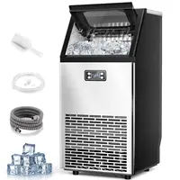 V2.0 Commercial Ice Maker,100 lbs,2-Way Add Water,Under Counter Ice Maker Self Cleaning,Ice Machine with 24 Hour Timer,33 lbs 1