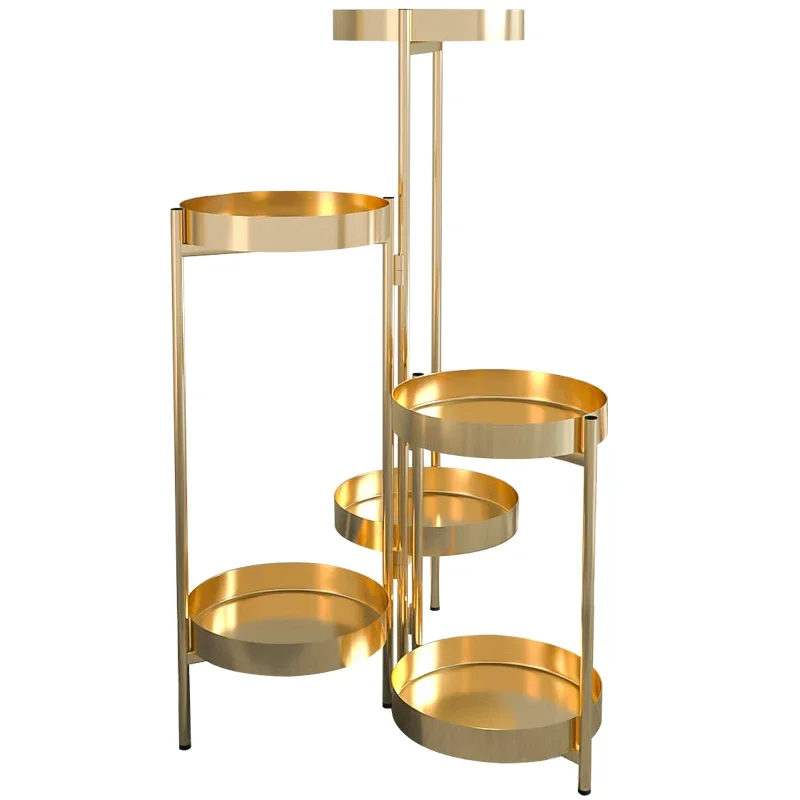 Nordic light luxury metal indoor plant stand multi-layer floor type Eco-friendly flower rack fashion simplicity balcony shelf
