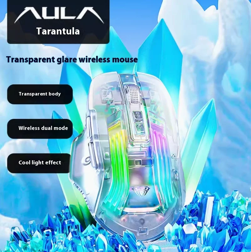 

Прозрачная беспроводная мышь Wolf Spider Sc518, Bluetooth, двойной режим, 2,4 ГГц, для игр, Rgb, люминесцентная перезаряжаемая, для офиса, универсальная