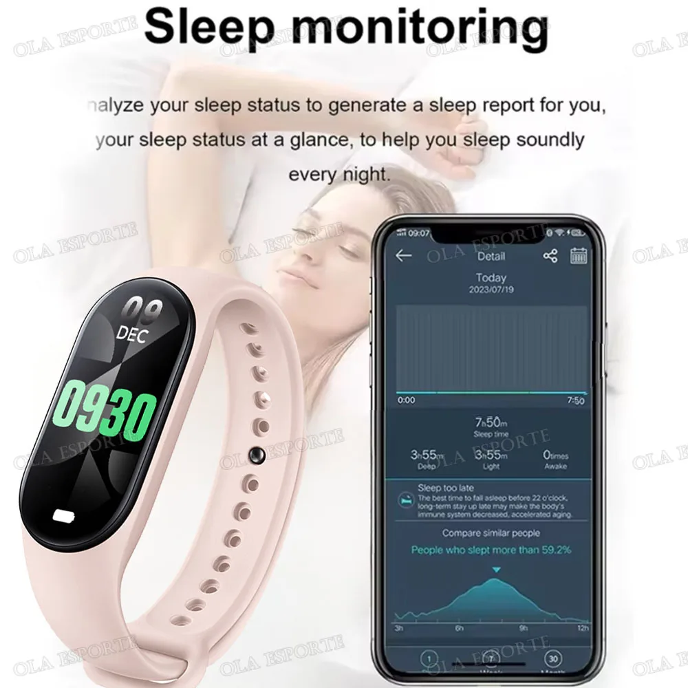 M9 Smart Watch Uomo Donna Fitness Bracciale intelligente Fascia sportiva Frequenza cardiaca Monitor della pressione arteriosa Orologi multifunzione impermeabili - immagine 5