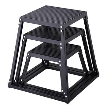 SucceBuy 12/18/24Inch Plyometric Jump Boxes Plyo Box Platform and Jumping Agility Box Anti-Slip Fitness Exercise Step Up Box Set 1