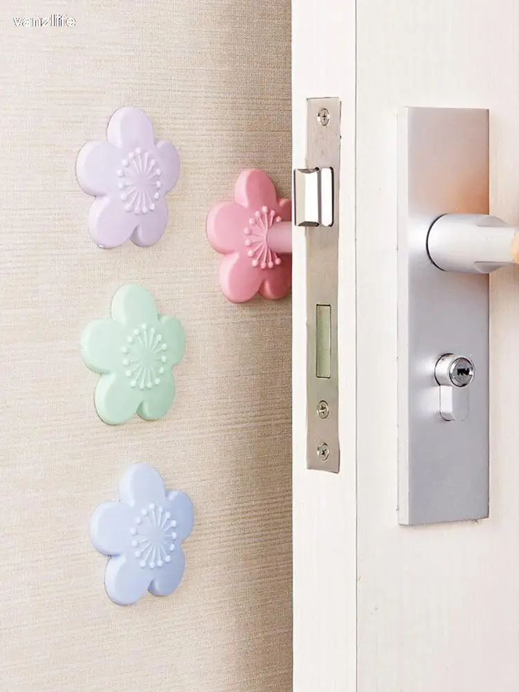 Vanzlife дверь в форме вишни утолщение стены анти-столкновения дверная ручка замок Защита от резиновых ударных колодок