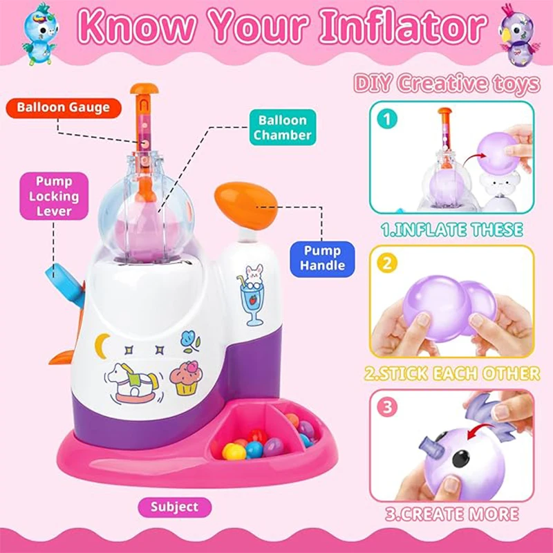 어린이 DIY 공예 키트 게임 DIY 스티키 풍선 만들기 키트 버블 풍선 장난감 세트 풍선 펌프 기계 안티 스트레스 장난감 남아 여아용