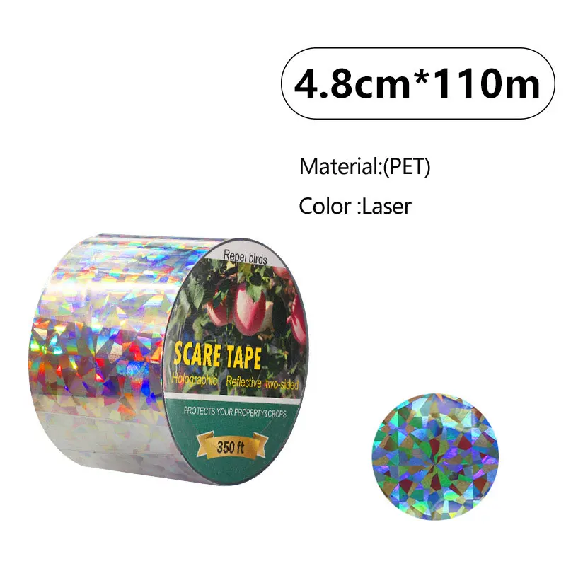 Bird Scare Tape Ribbon, Shiny Double-Sided Holographic Reflective Tape,Scare Birds Deterrent Pigeon, Crows, Woodpecker, And More