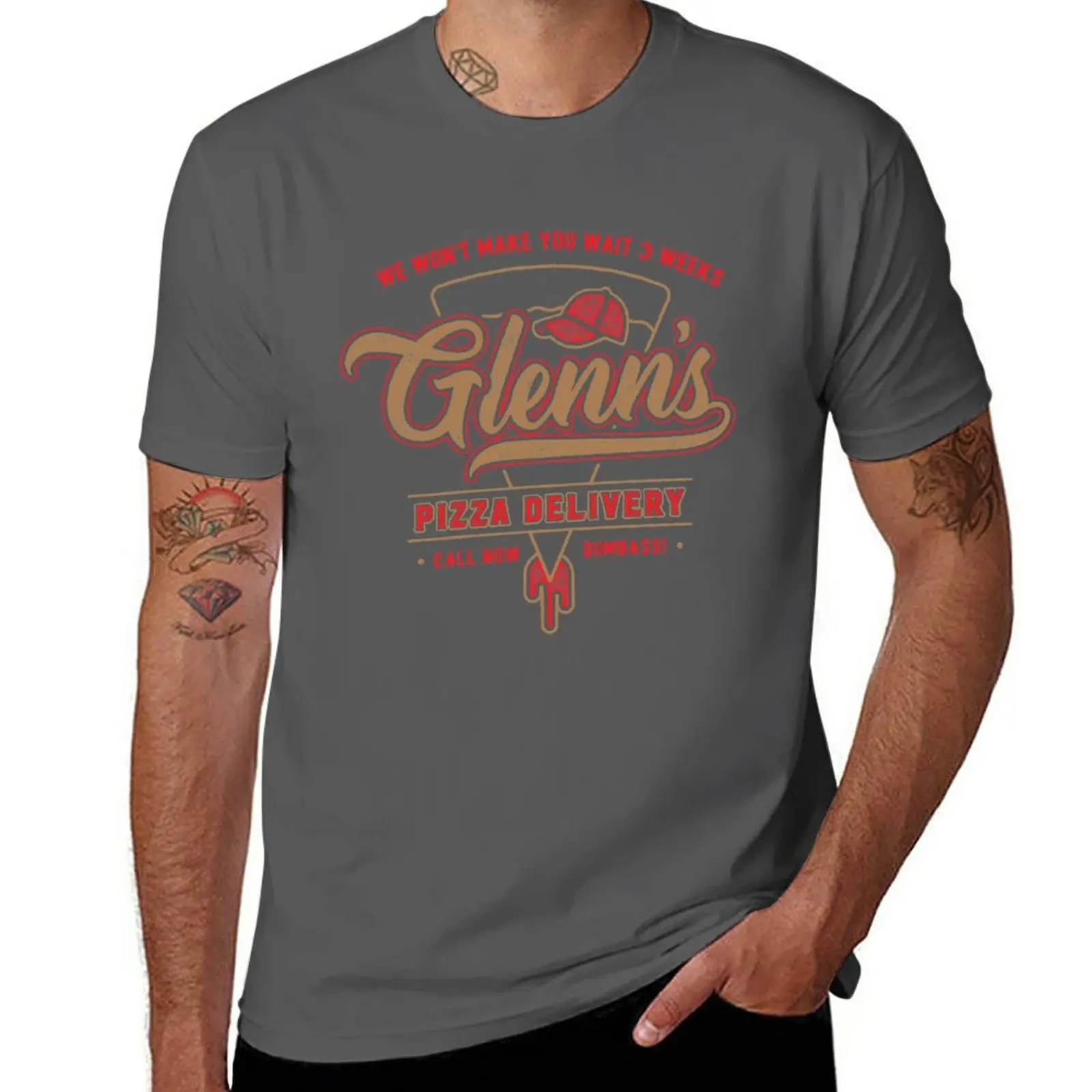 

Glenn's Pizza T-Shirt blacks kawaii clothes mens vintage t shirts