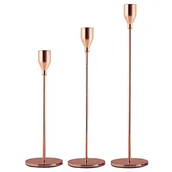 Elegant European Metal Candle Holder Set - Chic Wedding & Party Table Decor (Rose Gold 3 PCS)
