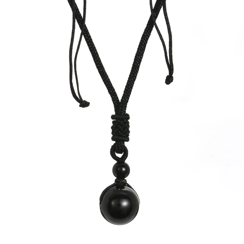 Fashion Women Men Black Obsidian Stone Lucky Pendant Weaving Rope Necklace Retro Lover Necklaces Jewelry - Image 6
