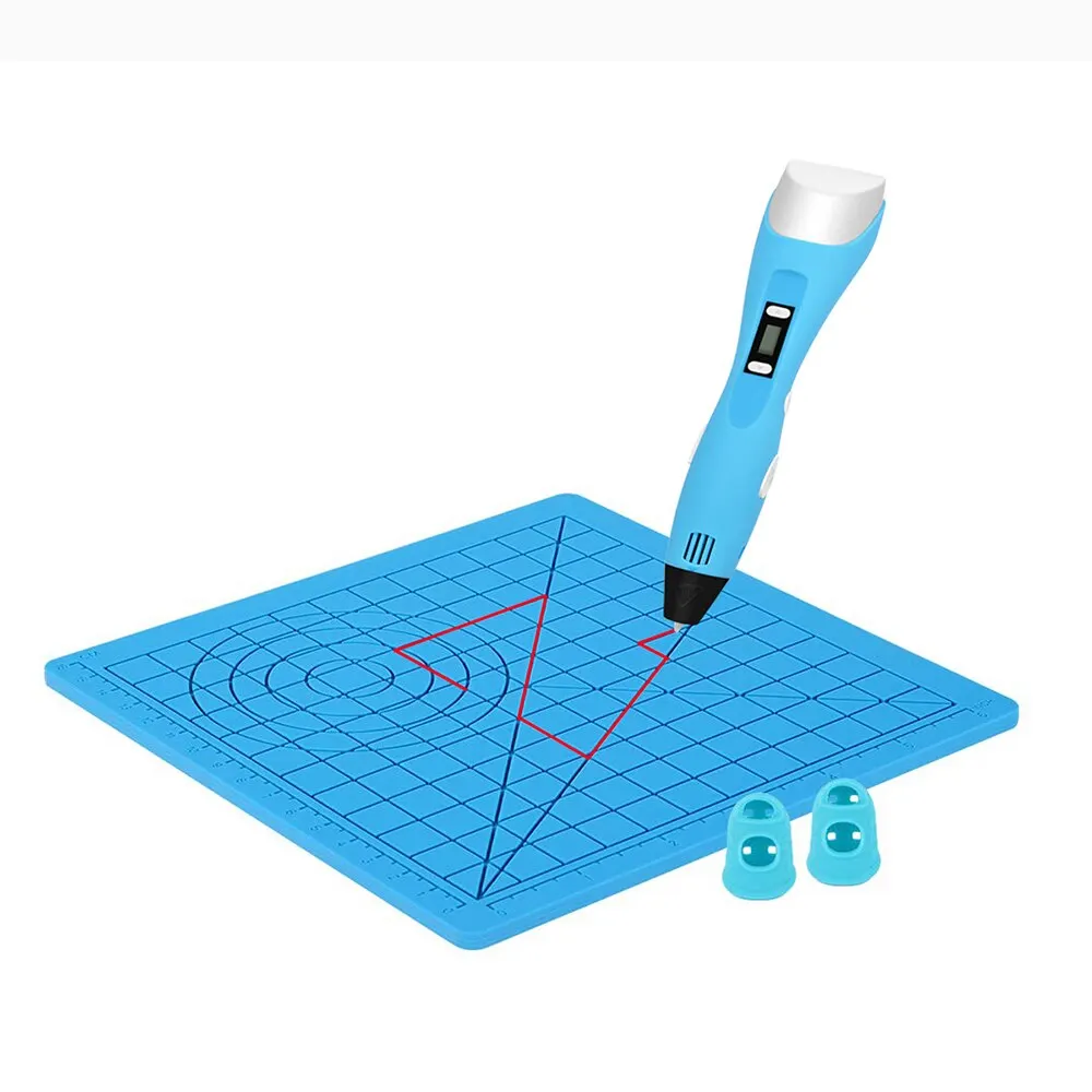 Super Large Multi-Shaped Silicone 3D Printing Pen Basic Template Printing  Mat with 4 Finger Protectors 3D Pen Mat Gift for 3D Beginners/Kids/Adults