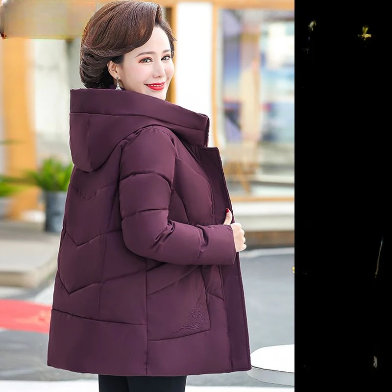 

Winter Jacket Women Parka Coat 2023 New Long Sleeves Down Cotton Padded Jacket Long Hooded Female Parkas Snow Wear Coat W37
