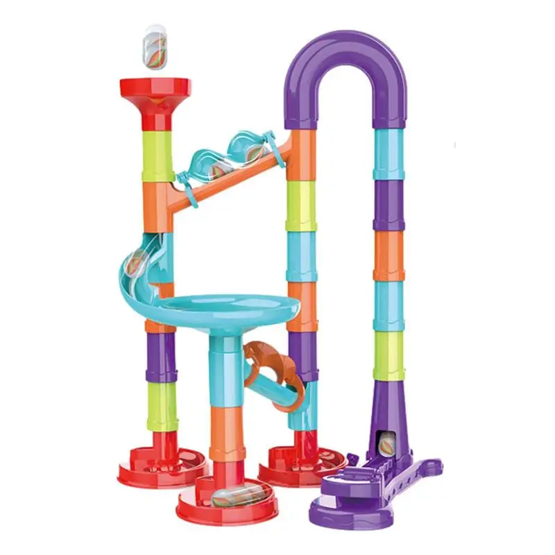 Marble Run Race Track Building Blocks Kids 3D Maze Ball Roll Toy DIY Marble Run Race Coaster Set 45/50pcs Birthday Gifts