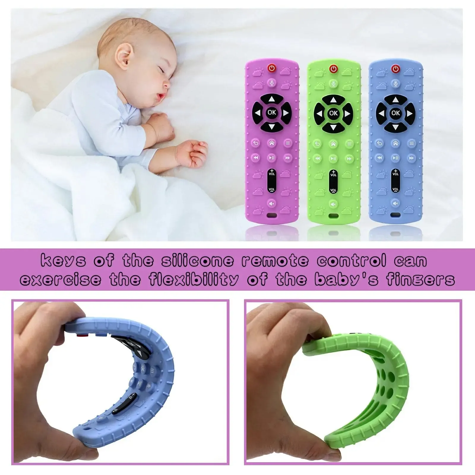 Silicone Baby Toys TV Remote Control Shape Teether Toy BPA Free Silicone Teething Chewing Toy Sensory Baby Accessories 1PC silicone teething toys