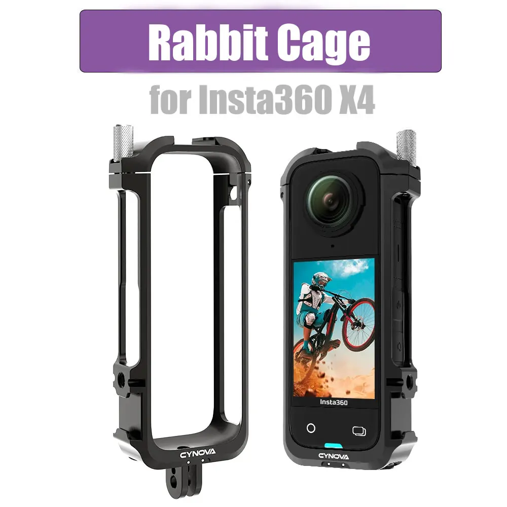 렌즈 캡이 있는 금속 토끼 케이지, 카메라 보호 확장 프레임 액세서리, Insta360 X4