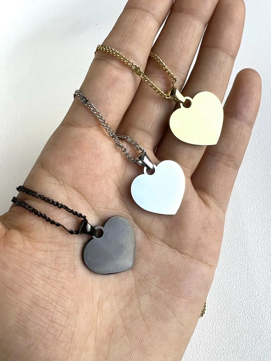 

Ожерелье из нержавеющей стали с милым романтическим сердцем, украшение с гравировкой, простая бижутерия в подарок паре, 10 шт.